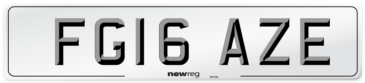 FG16 AZE Number Plate from New Reg
